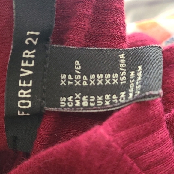 FOREVER 21 Long Sleeve Burgandy Bodycon Mini Dress Size XS - Picture 5 of 5